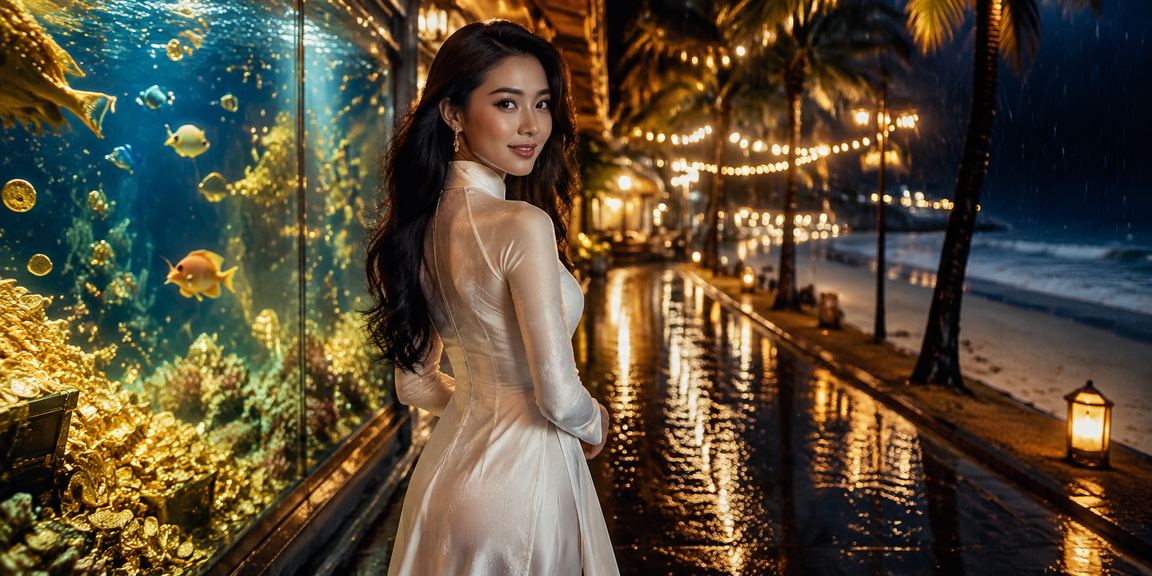 Người chơi VIP nhận thưởng tại khu nghỉ dưỡng Phú Quốc với ao dài truyền thống
